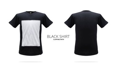 Beyaz arkaplanda siyah t-shirt şablonu.