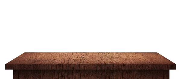 Empty Wood Table Brown Pattern Isolated Pure White Background Wooden — Stock Photo, Image