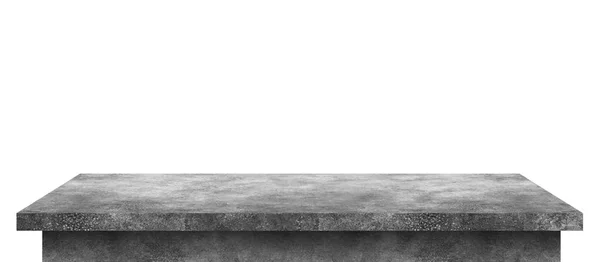 純粋な白い背景に隔離された石のパターンが付いている空のセメントテーブル 遠近部の床が付いているコンクリートの机および棚の表示板 クリッピング — ストック写真