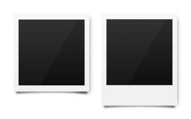 Resimlerinizi koymak için saf beyaz arka planda boş polaroid fotoğraf çerçeveleri maketşablonu. Görüntüleri yazdırmak veya film kameralarının resmini kaydetmek için kağıt levha. ( Kırpma yolu )