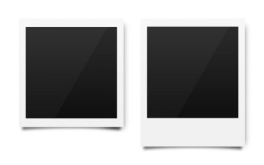 Empty polaroid photo frames mockups template on a pure white background for putting your pictures. Paper sheet for printing images or recording picture of film cameras. ( Clipping path ) clipart