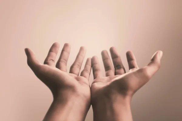 Orando Mãos Com Religião Crença Deus Fundo Calmo Poder Esperança — Fotografia de Stock