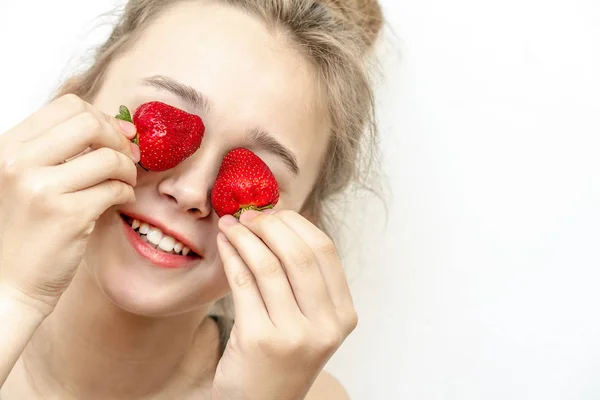 Part Face Young Woman Close Plump Lips Makeup — Stock Photo, Image