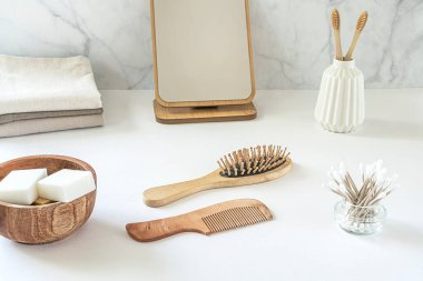 Sıfır atık. Çevre dostu banyo aksesuarları..