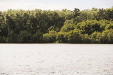 geniş bir nehir yakınında güzel manzara