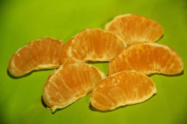 Deliciosas Tangerinas Suculentas Fundo Brilhante — Fotografia de Stock