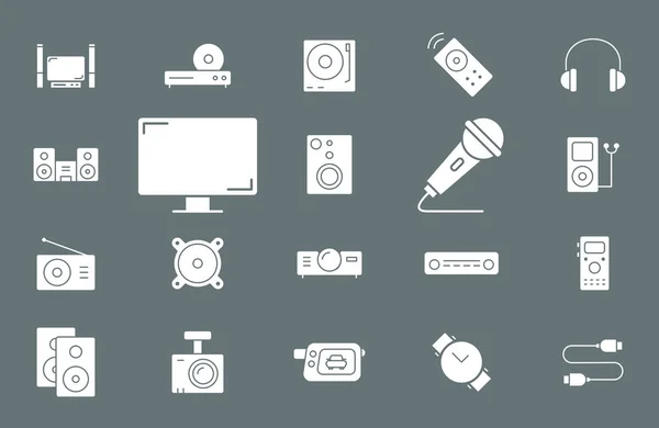Iconos de equipos de audio de vídeo 0 — Vector de stock