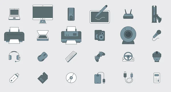 Electronic Devices Icons Vector Color Symbols Technique Computer Site Interface — Stock Vector