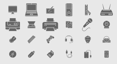 Elektronik cihazlar Simgeler - Vektör seti sembolleri teknik ve bilgisayar site veya arayüz için