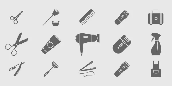 Set Icone Parrucchiere Simboli Vettoriali Parrucchiere Barbiere Web Mobile — Vettoriale Stock