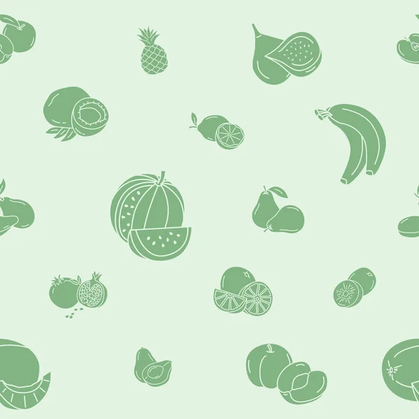 Fondo Fruta Patrón Sin Costura Vectorial Siluetas Sólidas Alimentos Vegetarianos — Vector de stock