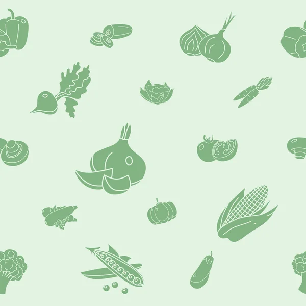 Фон Овощей Векторный Бесшовный Рисунок Твердых Силуэтов Вегетарианской Пищи Здорового — стоковый вектор