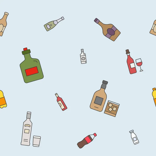 水壶背景 平面设计用的水瓶和酒精的矢量色无缝图案 — 图库矢量图片