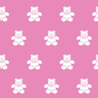 Ambalaj kağıdı - Vektör grafik tasarımı için oyuncak ayıcığın kusursuz deseni