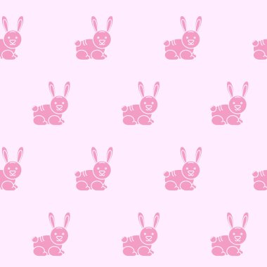 Ambalaj kağıdı - Vektör grafik tasarımı için sembollerin kusursuz deseni tavşan