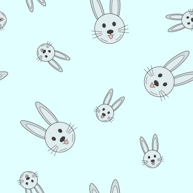 Ambalaj kağıdı - Vektör grafik tasarımı için sembollerin kusursuz deseni tavşan