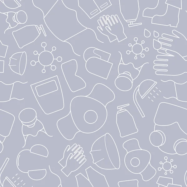 Hijyen koruması - Grafik tasarımı için tıbbi ve hijyen güvenliğinin vektör arkaplanı (kusursuz desen)