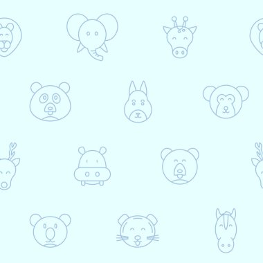 Hayvan - Hayvanların vektör arkaplanı (kusursuz desen) ve grafik tasarımı için vahşi hayvan