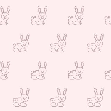 Ambalaj kağıdı - Vektör grafik tasarımı için sembollerin kusursuz deseni tavşan