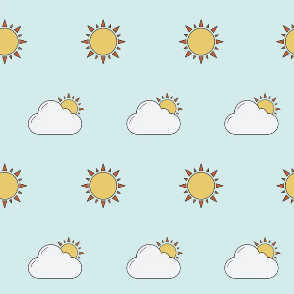 Geschenkpapier Nahtloses Muster Aus Sonne Und Wolke Für Vektorgrafische Gestaltung — Stockvektor