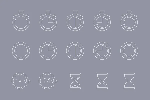 Time Icons Set Vector Outline Symbols Time Stopwatch Watch Timer — Stock Vector