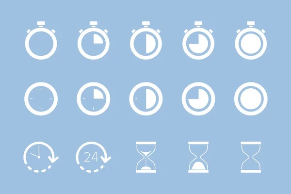 Time Icons Set Vector Silhouettes Time Stopwatch Watch Timer Site — Stock Vector