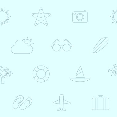 Tatil - Seyahatin vektör arkaplanı (kusursuz desen), grafik tasarımı için bayram günü