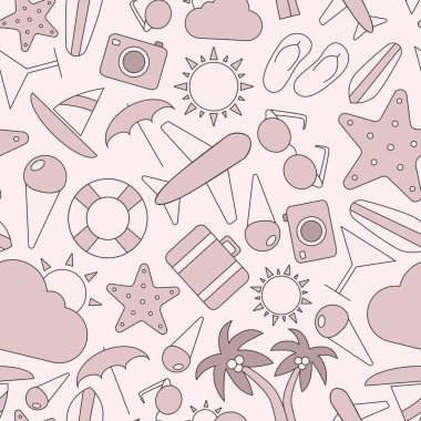 Tatil - Seyahat için vektör renk arkaplanı (kusursuz desen), grafik tasarımı için bayram günü