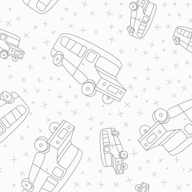 Paketleme kağıdı - Vektör grafik tasarımı için Okul Otobüsünün kusursuz deseni