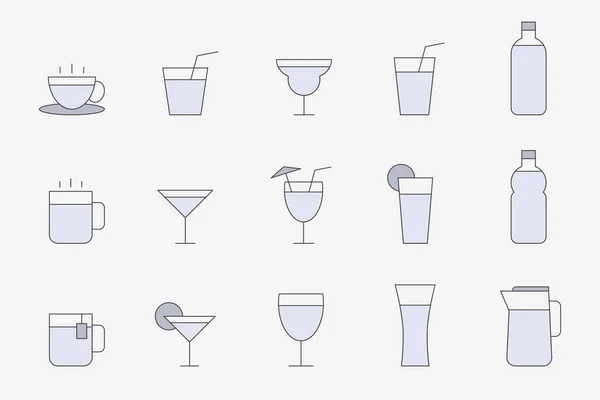 Soft Drink Icons Set Vector Color Symbols Water Soda Juice — Stock Vector