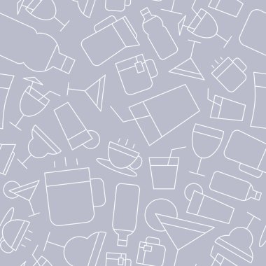 Yumuşak içecek - Su, soda, meyve suyu, kokteyl, bardak, bardak, bardak, kahve, çay grafiksel tasarım için vektör arkaplan