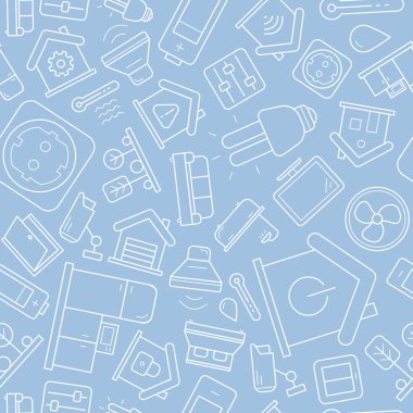 Smart House - Grafik tasarımı için ev güvenliği yönetim teknolojilerinin vektör arkaplanı (kusursuz desen)