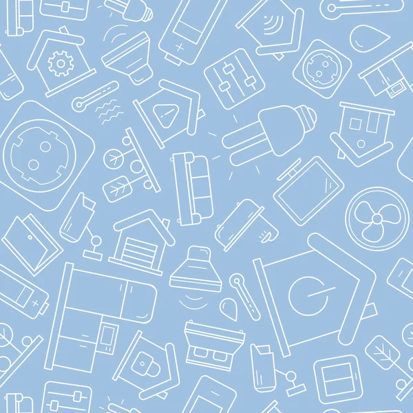 Smart House - Grafik tasarımı için ev güvenliği yönetim teknolojilerinin vektör arkaplanı (kusursuz desen)