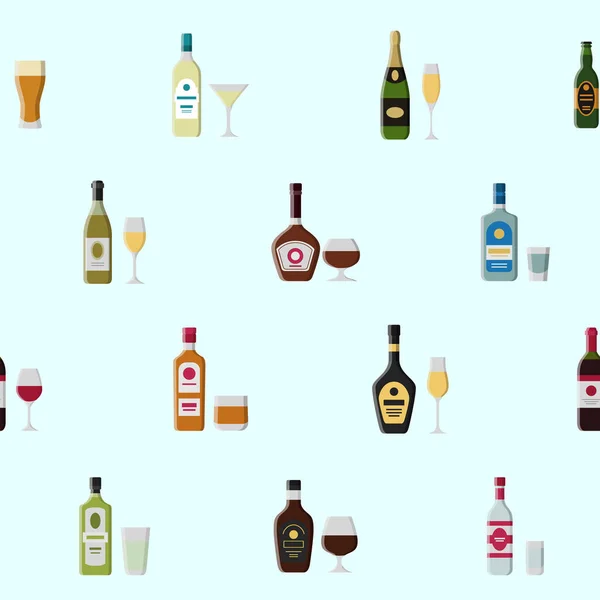 Alkol Içeceği Grafik Tasarımı Için Cam Şişe Şarap Bira Şampanya — Stok Vektör