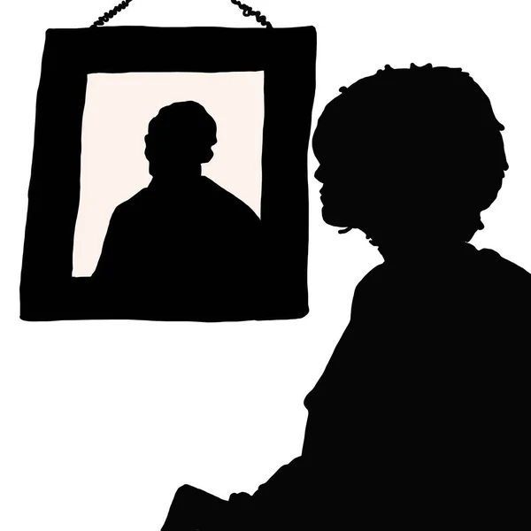 Silhouette Watching Van Gogh Display — Stock Photo, Image