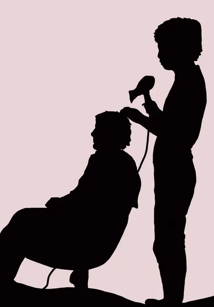 Silhouette Hairdresser Cutting Folding Activity — Stock Photo, Image