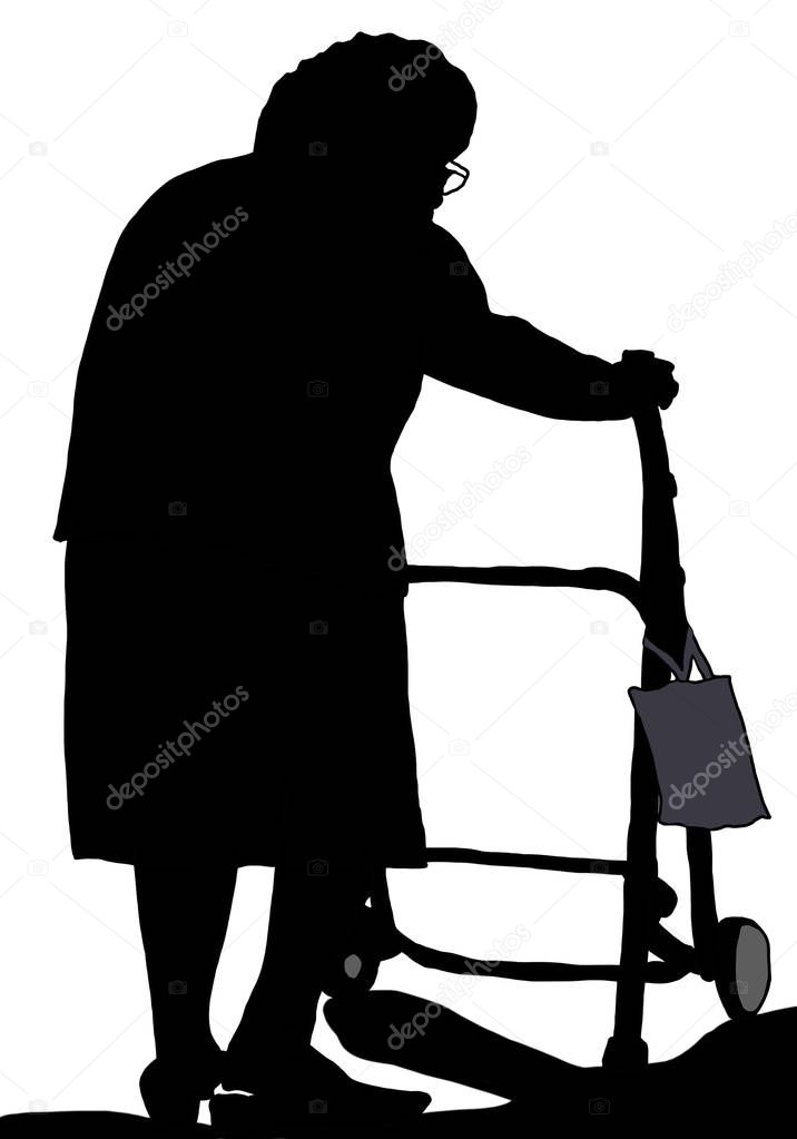 ederly woman walking with a walker