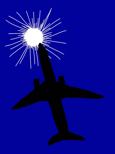 Silhouette Plane Flying Sky — Stock Photo, Image