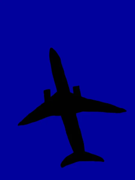 Sylwetka Samolot Latający Niebie — Zdjęcie stockowe