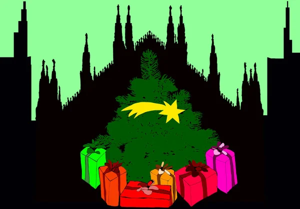 Weihnachten Der Stadt Mailand — Stockfoto