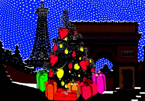 Weihnachten Der Stadt Paris — Stockfoto