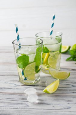 Limon, limon ve nane ile yaz detoks sağlıklı organik ferahlatıcı su