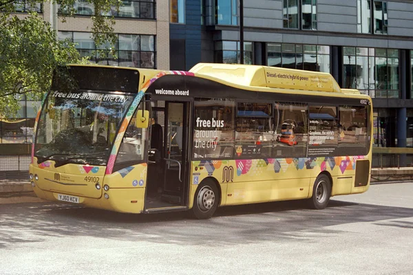 Manchester Reino Unido Junio 2020 Autobús Gratuito Terminal Autobuses Estación — Foto de Stock