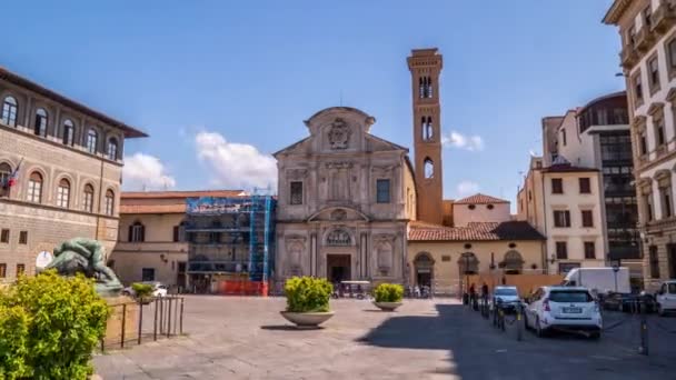 Firenze, Toszkána, Olaszország Piazza Ognissanti Hyperlapse — Stock videók