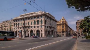 Cenova Skyline Havadan Görünümü, İtalya, Lantern Landmark, Liguria, Old Town cityscape hyperlapse