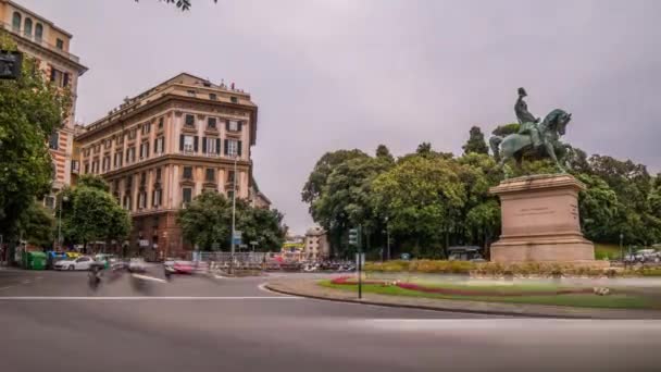 Luftaufnahme von Genua Skyline, Italien, Laterne Wahrzeichen, Ligurien, Altstadt Hyperlapse — Stockvideo