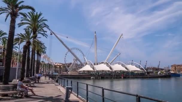 Genua, Italien - der alte Hafen porto antico — Stockvideo