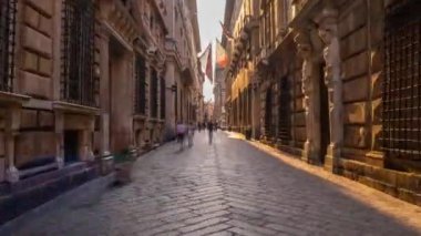 Cenova Skyline Havadan Görünümü, İtalya, Lantern Landmark, Liguria, Old Town cityscape hyperlapse