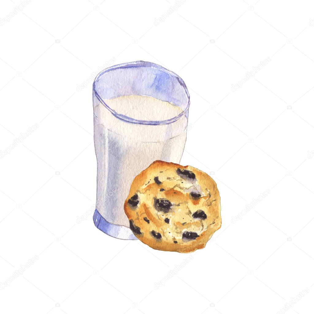 Glass of milk and cookie