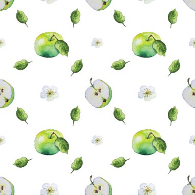 Elma ile suluboya deseni